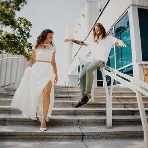 Lulus two piece wedding set, size small